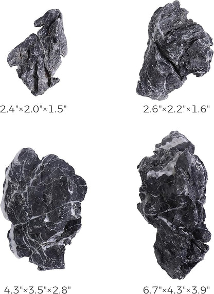 2-6 Inches Natural Seiryu Stone 4 PCS Aquarium Rocks for Aquascaping, Aquarium Landscaping, Terrariums, Fish Tank Decoration, Vivariums, Paludarium, Reptile and Amphibian Enclosures