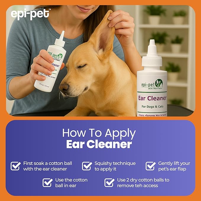 Ear Cleaner for Dogs & Cats – Vet-Approved Ear Wash for Itchy, Smelly, Dirty Ears – Gentle, Alcohol-Free Formula – Removes Wax, Debris & Odor – Daily Ear Care for Pets – 4 oz