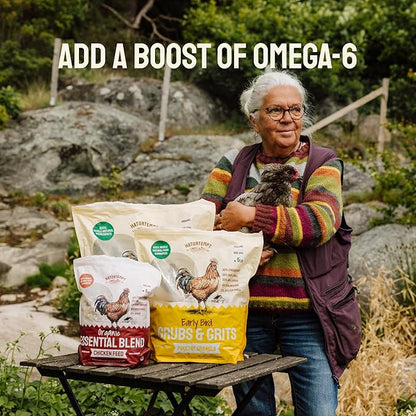 10lb Grubs & Grits Organic Chicken Feed - 3 Grub Blend with Oyster Shells & Grits - Dried Mealworms for Chickens Plus Large & Small Black Soldier Fly Larvae - Food Designed for Foraging