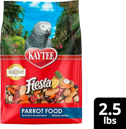 Kaytee Fiesta Parrot Food, Nutritious and Fun Blend, Supports Skin, Feather, Digestion, Brain and Heart Health, 2.5 pounds