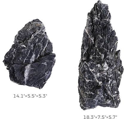 14-16 Inches Natural Seiryu Stone 2 PCS Ultra Large Aquarium Rocks for Aquascaping, Aquarium Landscaping, Terrariums, Fish Tank Decoration, Vivariums, Paludarium, Amphibian Enclosures