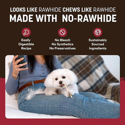 Earth Animal No-Hide Stix Beef Recipe Natural Rawhide Alternative Dog & Cat Chews - 20 Count Value Pack