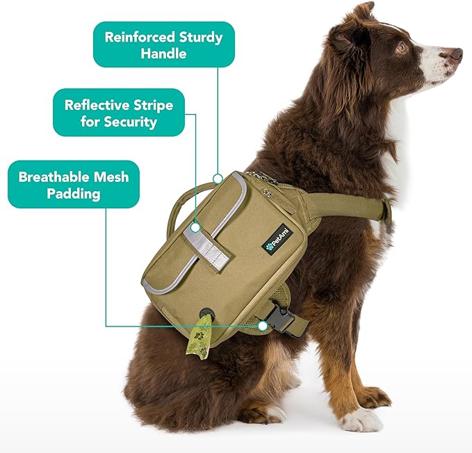 PetAmi Dog Backpack for Medium & Large Dogs, Saddle Bag for Dogs to Wear for Hiking, Pet Backpack Harness Dog Pack with Reflective Side Pockets for Walking Running