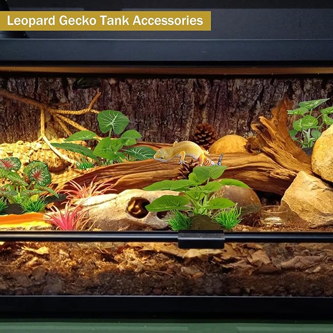 Silk Aquarium Plants for Fish Tank, Betta Fish Decor, Plastic & Fake Plants Realistic for Reptile Terrarium, Turtle, Leopard Gecko & Ball Python Habitat, Silk Plants for Betta Fish Tank