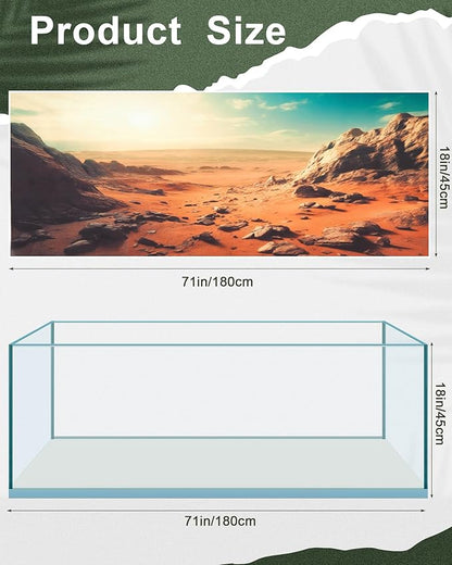 Breling 4 Pcs 71 x 18 Inch Reptile Habitat Background with Nano Glue Gobi Sun Cactus Stone and Green Tree Fern Stream Terrarium Background Polyester Durable Aquarium Accessories