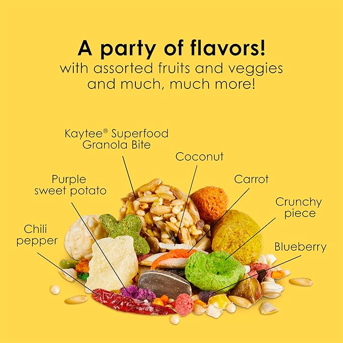 Kaytee Fiesta Conure Food, Nutritious and Fun Blend, Supports Skin, Feather, Digestion, Brain and Heart Health, 4.5 pounds