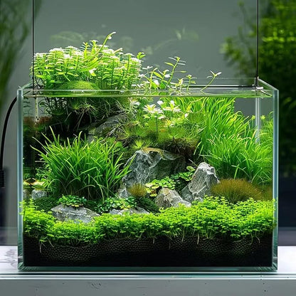 10 Gallon Glass Fish Tank, Easy to Maintain Small Aquarium for Betta/Goldfish/Snails/Shrimp and Aquatic Planting.