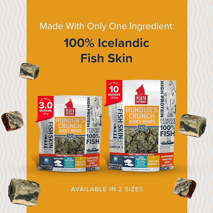 PLATO Hundur's Crunch Jerky Minis 10oz, Natural (859554001397)
