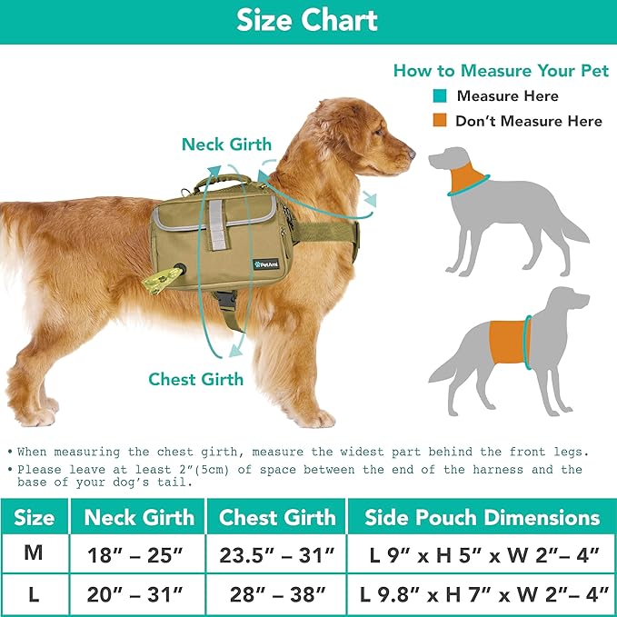 PetAmi Dog Backpack for Medium & Large Dogs, Saddle Bag for Dogs to Wear for Hiking, Pet Backpack Harness Dog Pack with Reflective Side Pockets for Walking Running