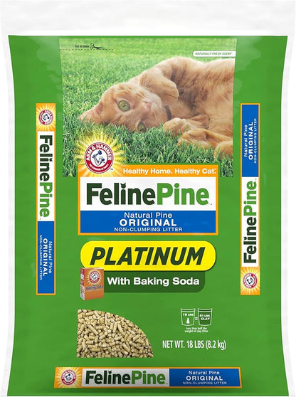 Feline Pine Platinum Non-Clumping Cat Litter 18lb. (Pack of 2)
