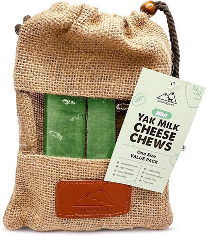 Yak Cheese Himalayan Dog Chews with Mint, High Protein, Natural Dog Treats, Dog Dental Chew Sticks for Aggressive Chewers, Long Lasting Treat for Small, Medium & Large Dogs, 3 Chews