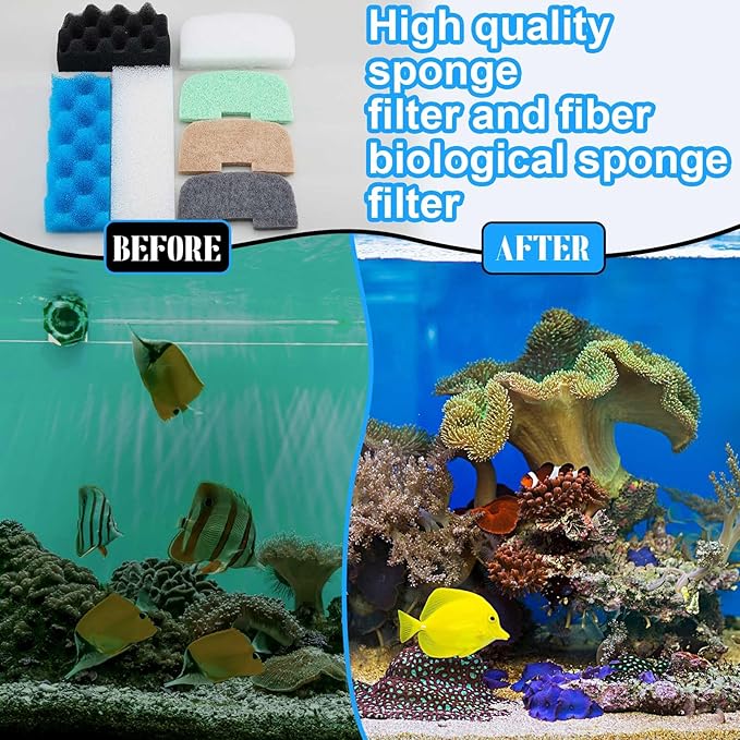 52 Pcs Replacement Filter Media Kit Compatible with Fluval 206/207 Aquarium Filters Include Biological Foams Ammonia Remover Phosphate Pads Nitrite Remover, Towel and Grease