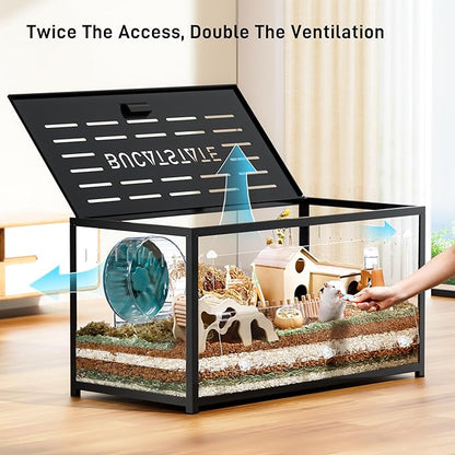 BUCATSTATE Hamster Cage Metal 2.0 - Small Animal Habitats Large Stackable with Top Access Easy Assemble 39.3L*19.7W*20.6H Inches Dwarf Syrian Hamster House for Guinea Pig, Gerbil (774sq inch Black)