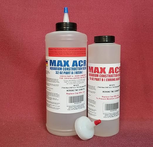 Aquarium Safe Epoxy Resin - MAX ACR A/B for Coating Casting Strong Glue Fiberglassing Resin, for Making Plywood Aquarium & Terrarium, Concrete Coating & Sealant for Koi Ponds, Fresh Or Saltwater Use