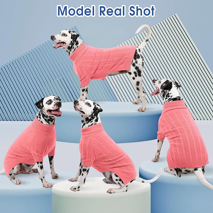 Queenmore Dog Sweaters for Medium Dogs Girls Boys,Soft Dog Sweater Christmas,Turtleneck Pullover Pet Sweaters Knitwear Outfit for Holiday,Knitted Soft Thick Warm Sweater for Bulldog,Dachshund(Pink,M)