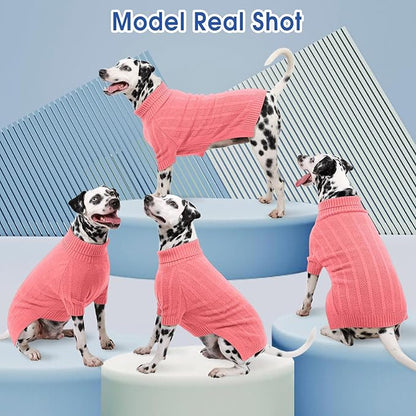 Queenmore Dog Sweaters for Medium Dogs Girls Boys,Soft Dog Sweater Christmas,Turtleneck Pullover Pet Sweaters Knitwear Outfit for Holiday,Knitted Soft Thick Warm Sweater for Bulldog,Dachshund(Pink,M)