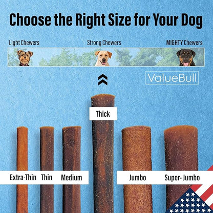 ValueBull USA Collagen Sticks for Dogs, 12 Inch Thick Chews, Natural Long-Lasting Dog Treats, 50 Count Bulk Pack - Promotes Joint, Skin & Coat Health with Glucosamine and Chondroitin