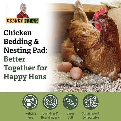 Cranky Frank Chicken Hemp Bedding - 75 Usable Liters, 20 LB - All Natural, Dust-Free, Odor-Controlled Coop Bedding for Chickens and Pets - Super Absorbent, Low Waste & Eco-Friendly
