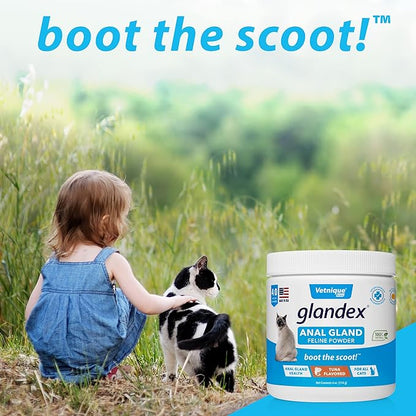 Vetnique Glandex Feline Anal Gland or Daily Probiotic Fiber Supplement Powder for Cats with Digestive Enzyme, Probiotics and Pumpkin, Vet Recommended for Healthy Bowels (4oz, Anal Gland Powder - Tuna)