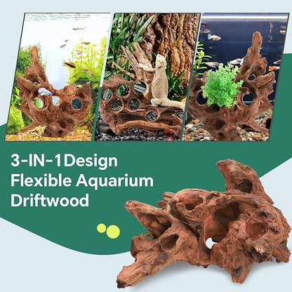 Driftwood for Aquarium Natural Aquarium Wood for Aquascaping Fish Tank Decorations Reptile Tank Decor (Porous Natural Driftwood 10-16“)