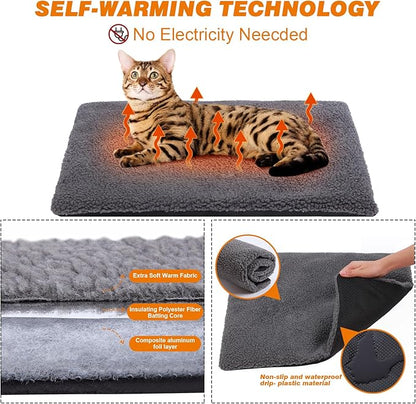 Rockever Outdoor Cat House, Feral Cat House Outdoor Weatherproof with Escape Door and Clear Windows for 2 Cats(with Self Warming Mat)