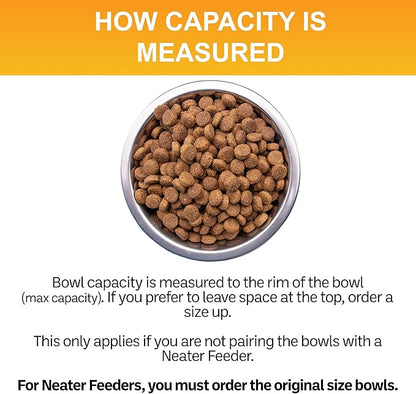 Neater Pet Brands 3.5 Cup (28 oz.) Stainless Steel Dog Bowls, Set of 2 Neater Feeder Replacement Bowls (Medium Deluxe Model), Dog Food Bowl & Water Bowl, Dishwasher Safe Metal Dish for Medium Dogs