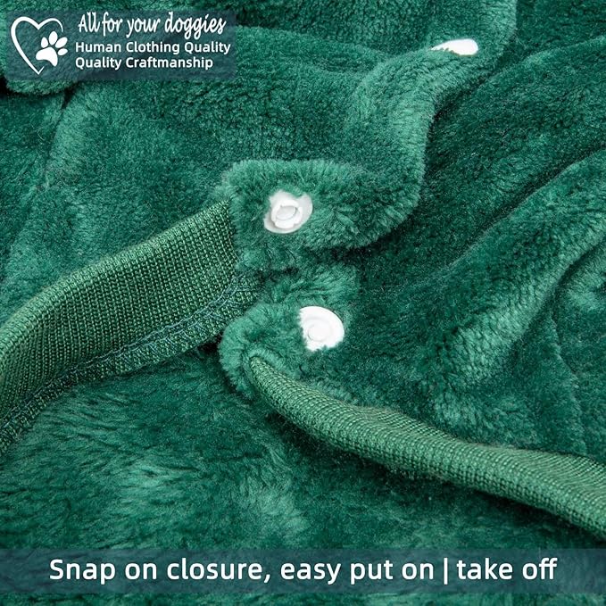 FabriCastle Dog Hoodie Sweater for Small Dogs Boy and Girl, Dog Clothes XS XXS Puppy Sweatshirt, Pet Outfit, Cat Clothing Super Soft Warm Snap On Closure (Dark Green, Medium)