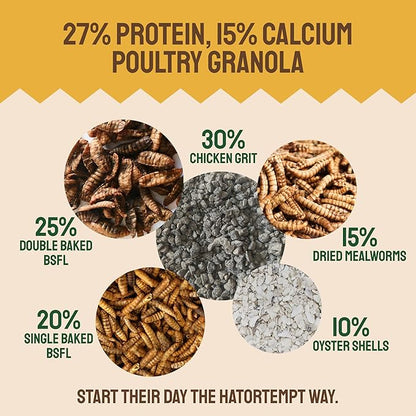 10lb Grubs & Grits Organic Chicken Feed - 3 Grub Blend with Oyster Shells & Grits - Dried Mealworms for Chickens Plus Large & Small Black Soldier Fly Larvae - Food Designed for Foraging