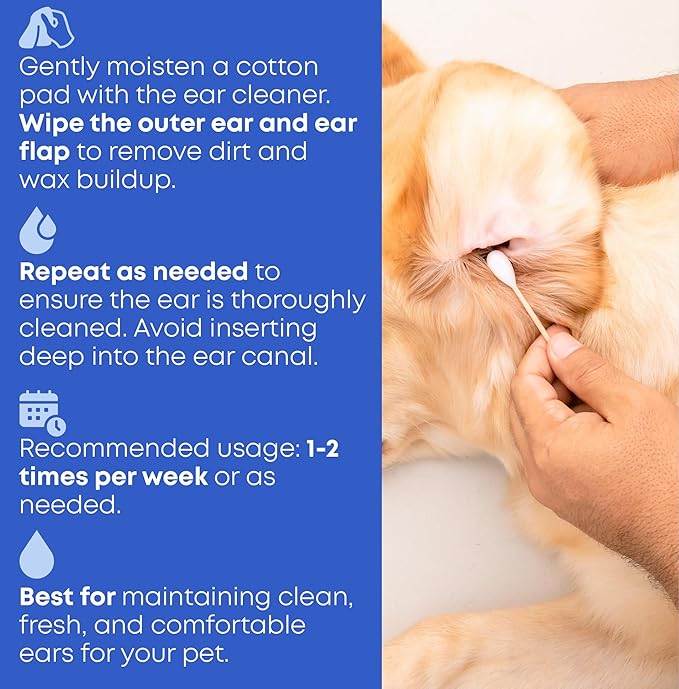 Ear Cleaner Drops & Wash Solution for Cats and Dogs – Gentle Ear Hygiene, Wax Removal & Odor Control for Pets