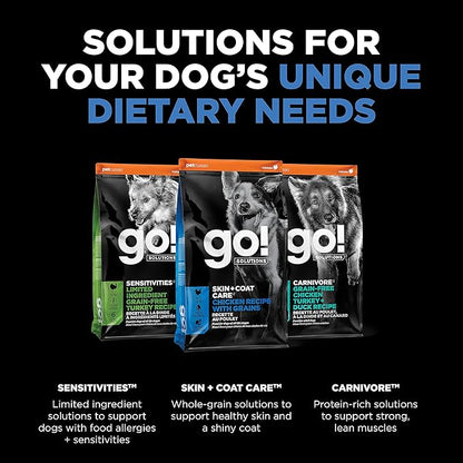 Go! Solutions Skin + Coat Care, Dry Dog Food, Chicken Recipe with Grains, 12 lb Bag