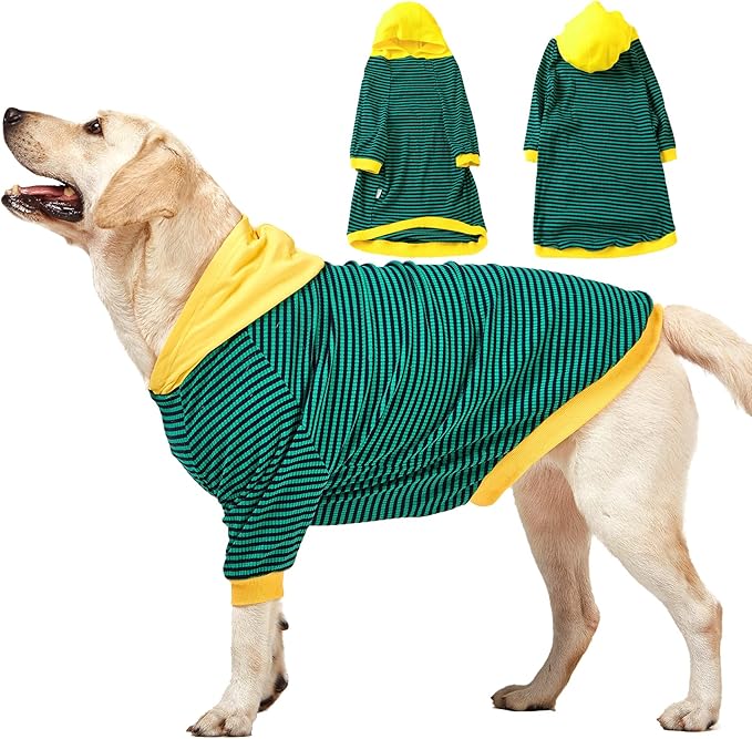 LovinPet Large Dog Pajamas, Cotton Green Stripe Dog Shirt, Pet Pajamas for Dogs, Onesies for Dogs, Stop Shedding for Dogs, Pitbull Shirt, Pet PJ's, XL