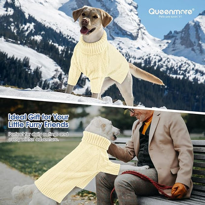 Queenmore XSmall Dog Sweater,Small Sweater for Dog,Soft Knitted Christmas Clothing,Turtleneck Pullover Puppy Sweaters for Dogs Girls Boys,Cozy Pet Knitwear for Teacup,Chihuahua(Light Apricot,XS)