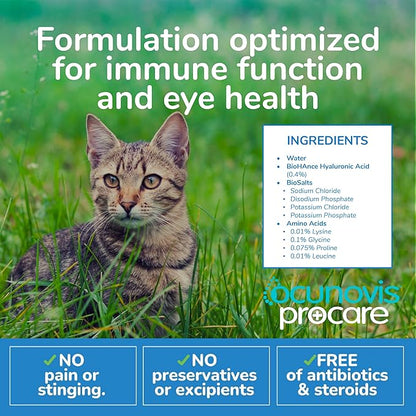 Sentrx - Ocunovis ProCare Gel Eye Drops for Dogs and Cats, Hydrating Cat and Dog Eye Drops with Hyaluronic Acid, Lysine, and Amino Acids, Preservative-Free and Antibiotic-Free, 5 ml