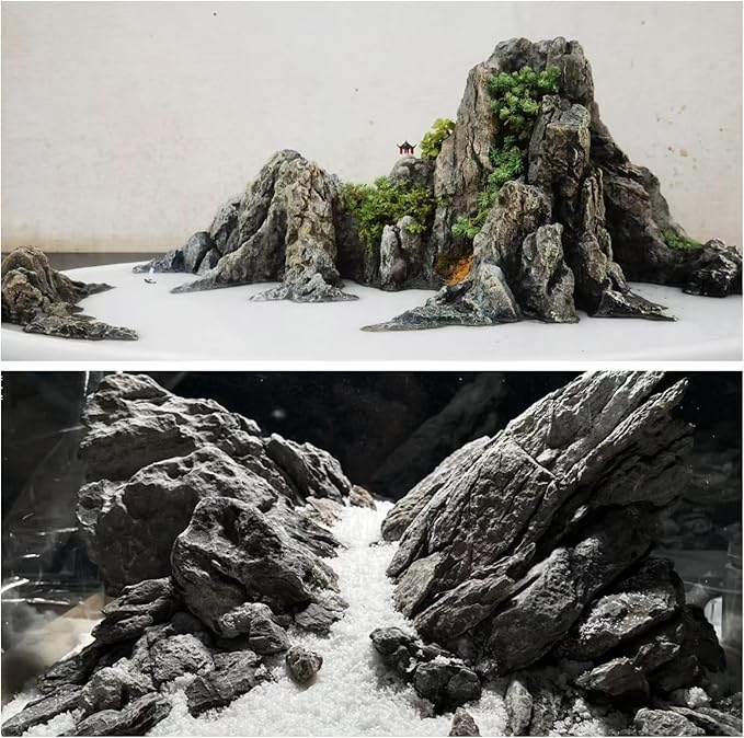 kecilke Seiryu Stones Aquarium Rocks Hardscape Stone for Aquariums, Fish Tanks, Bonsai, Terrariums, Wargaming Dioramas, Indoor or Outdoor Gardens(11lb 2-7inches)