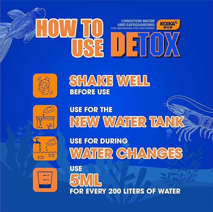 KOIKA Aquarium Water Conditioner and Dechlorinator, Anti-Shock for Fish & Ornamental Shrimp (300ml (10.14 fl oz))