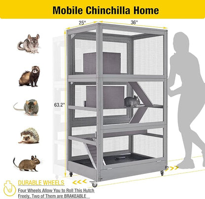 Deluxe Chinchilla Cage Critter Nation, Homes for Pets Small Animal Cage for Adult Rats, Rolling Ferret Habitat Indoor-4 Levels