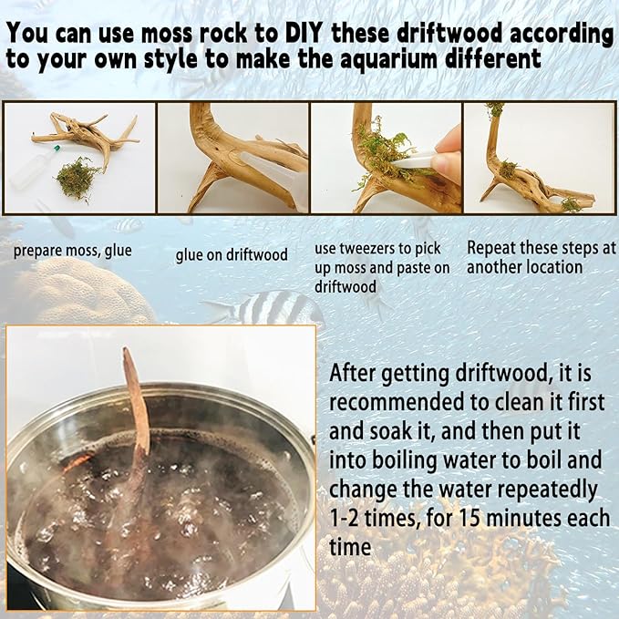 Hamiledyi 4PCS Driftwood for Aquarium,8-10in Natural Spider Wood Reptile Branches Fish Tank Log Ornament Aquarium Trunk Decoration