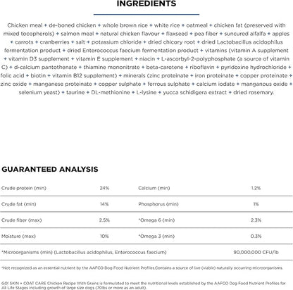 Go! Solutions Skin + Coat Care, Dry Dog Food, Chicken Recipe with Grains, 12 lb Bag