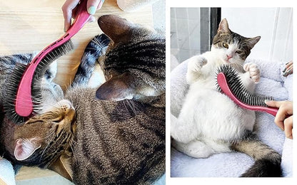 (Pink) Cat Brush is Designed for Comfort, Created for Results. This innovative grooming brush features multi contoured shapes that gently adapt to your cats body for a stress free grooming.