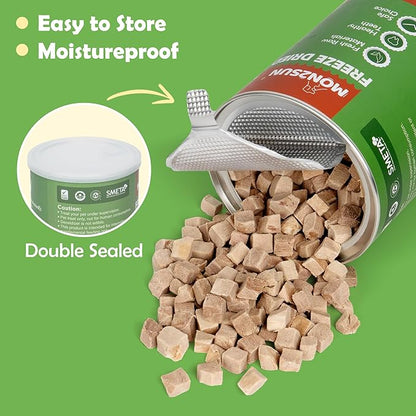 MON2SUN Freeze Dried Duck Cat and Dog Treats, Single Ingredient Natural and Healthy Dog Snacks, High Protein Training Treats & Food Topper, 9.5 oz