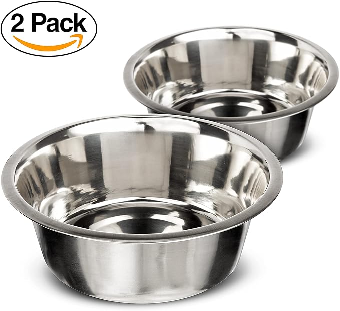 Neater Pet Brands 12 Cup (96 oz.) Stainless Steel Dog Bowls, Set of 2 Metal Bowls for Large Breed, Large Dog Water Bowl or Food Bowl for Indoors or Outdoors, Dishwasher Safe Dish for Extra Big Dogs