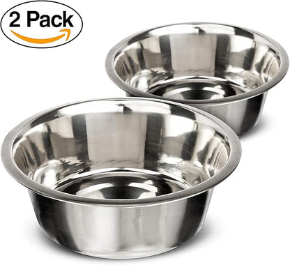 Neater Pet Brands 12 Cup (96 oz.) Stainless Steel Dog Bowls, Set of 2 Metal Bowls for Large Breed, Large Dog Water Bowl or Food Bowl for Indoors or Outdoors, Dishwasher Safe Dish for Extra Big Dogs