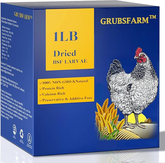 Premium Dried Black Soldier Fly Larvae for Chickens 1LB - Superior to Mealworms - 85X More Calcium Than Meal Worms - Molting & Laying Hens Supplement - Non-GMO BSF Larvae Treats for Ducks