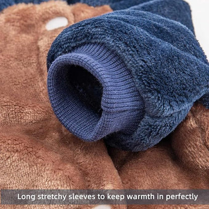 FabriCastle Dog Hoodie Sweater for Small Dogs Boy and Girl, Dog Clothes S XS XXS Puppy Sweatshirt, Pet Outfit, Cat Clothing Super Soft Warm Snap On Closure (Camel-Navy, Small)