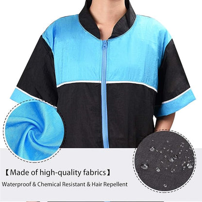 Noverlife Pet Grooming Jacket with Zipper, Large Size, Lightweight Hair Repellent Shirt Style Pet Groomer Smock for Dog Cat Grooming Pet Bath, Hair Salon Barber Hairdresser Work Clothes