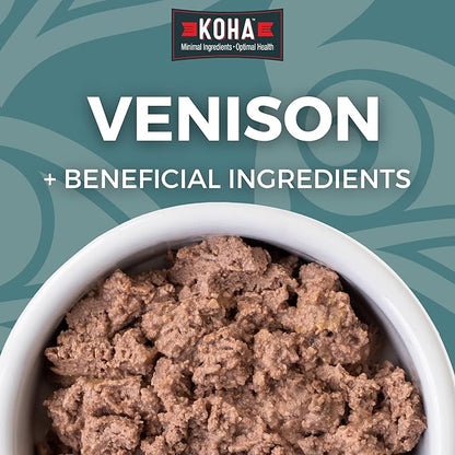 KOHA Limited Ingredient Diet Venison Entrée for Dogs - Dog Food Toppers for Picky Eaters - Grain Free Wet Dog Food with No Fillers - Sesnsitive Stomach Venison - 13 oz Pack of 12