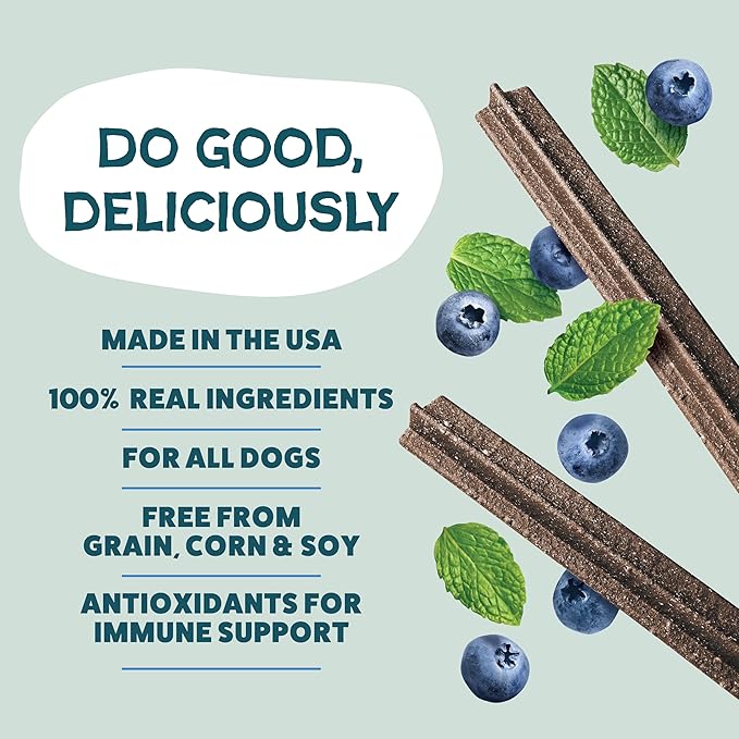 Shameless Pets Toothberry Dental Chews for Dogs – Natural Dog Dental Sticks for Fresh Breath, Teeth Cleaning & Removes Tartar, Grain-Free Dog Treats, No Corn or Soy, 32 Sticks