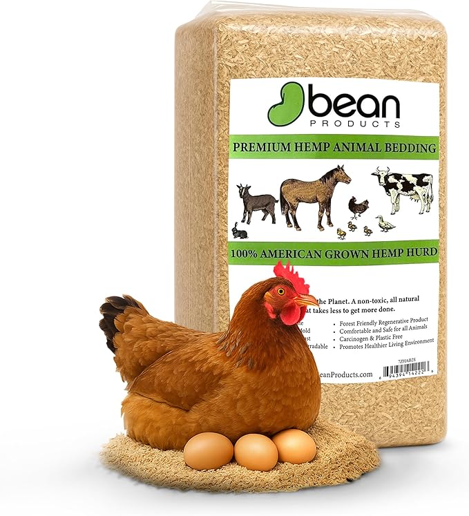 Hemp Animal Bedding 10 Lbs = 51 Liters of Natural Ground Hurds - Super Absorbent- DUST Free- for Your Horse, Chicken, Rabbit, Reptile, Hamster, Cage Coop or CAT Litter - USA Grown - Carbon Negative