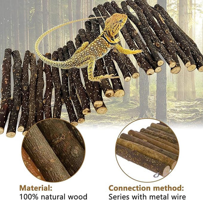 Hamiledyi 2pcs Large Reptile Hides Bearded Dragon Hide Bendable Climbing Bridge Wood Tunnel Tortoise Hut Lizard Hiding Cave for Snake Turtle Gecko Chameleon (15.8" x 7.9")