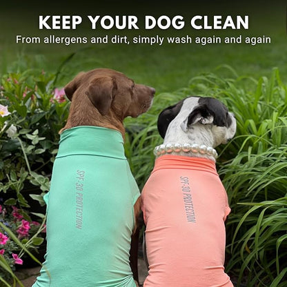 Spark Paws Sunblock Dog T-Shirt, SPF30 Protection, Lightweight Breathable Quick Dry for Dogs with Sensitive Skin - Peach & Mint (Set of 2) - M